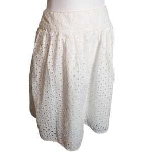 Talbots Womens Skirt White Eyelet Lined Side Zip 100% Cotton Sz 12
